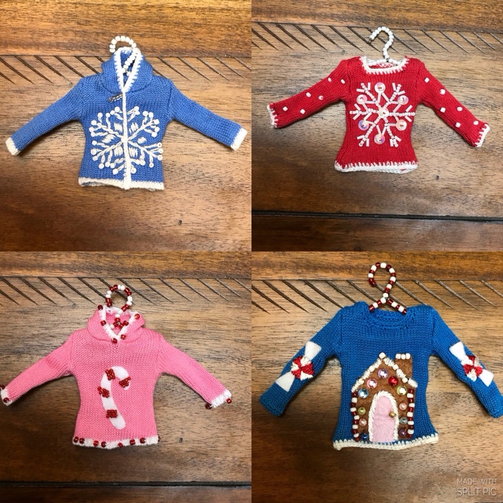 Vintage Michael Simon Christmas Mini Sweater Ornaments - Set Of 4